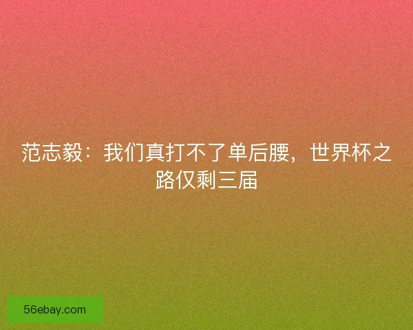 范志毅：我们真打不了单后腰，世界杯之路仅剩三届